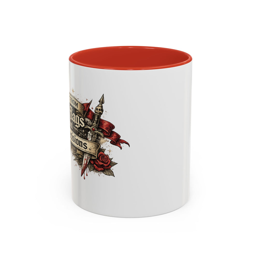 “Built From Red Flags & Bad Decisions” Accent Mug – Chaos Survivor Edition