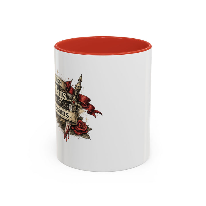 “Built From Red Flags & Bad Decisions” Accent Mug – Chaos Survivor Edition