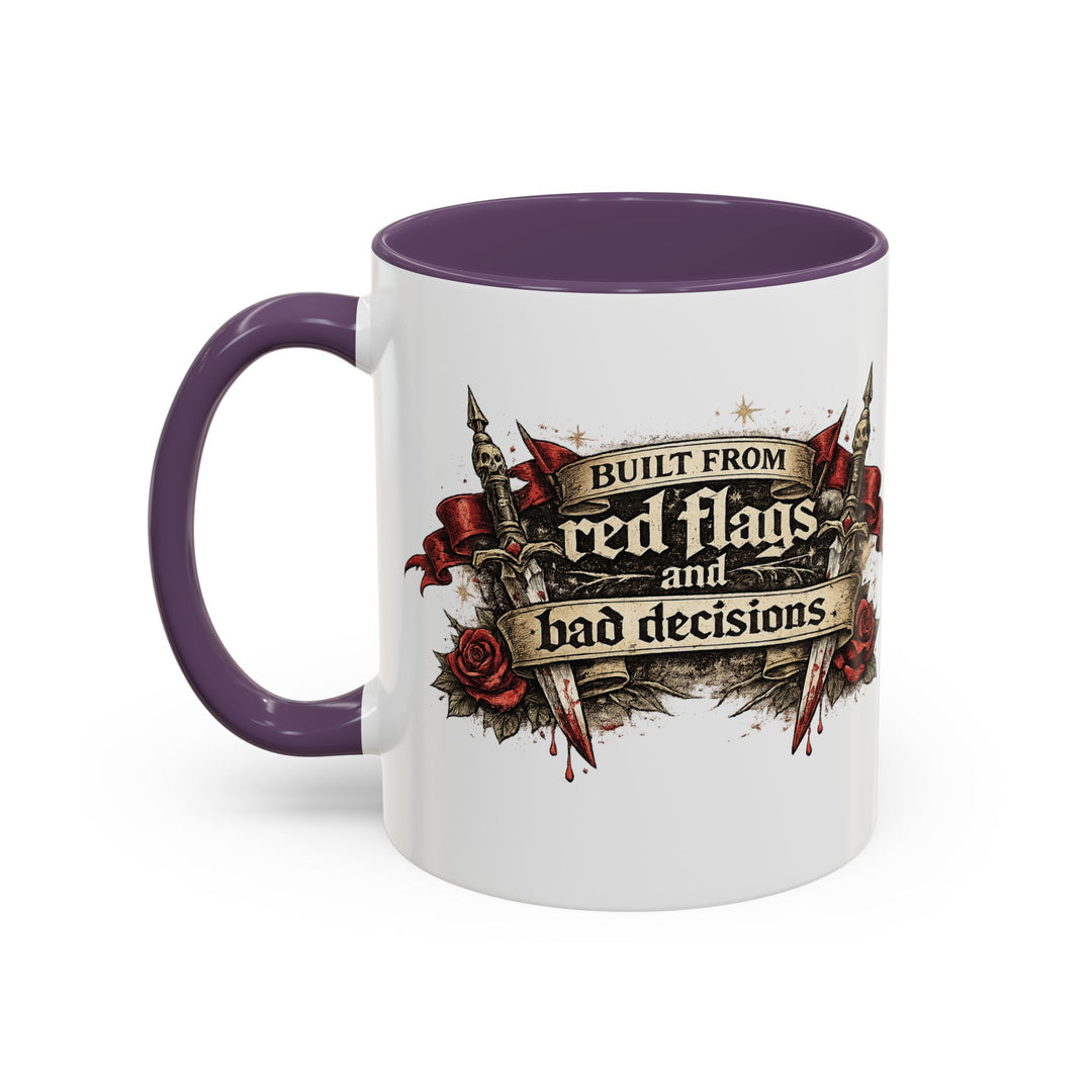 “Built From Red Flags & Bad Decisions” Accent Mug – Chaos Survivor Edition