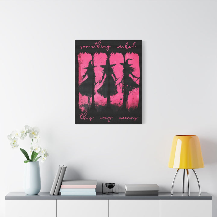“Something Wicked” Witch Silhouette Canvas – Chaos in Hot Pink