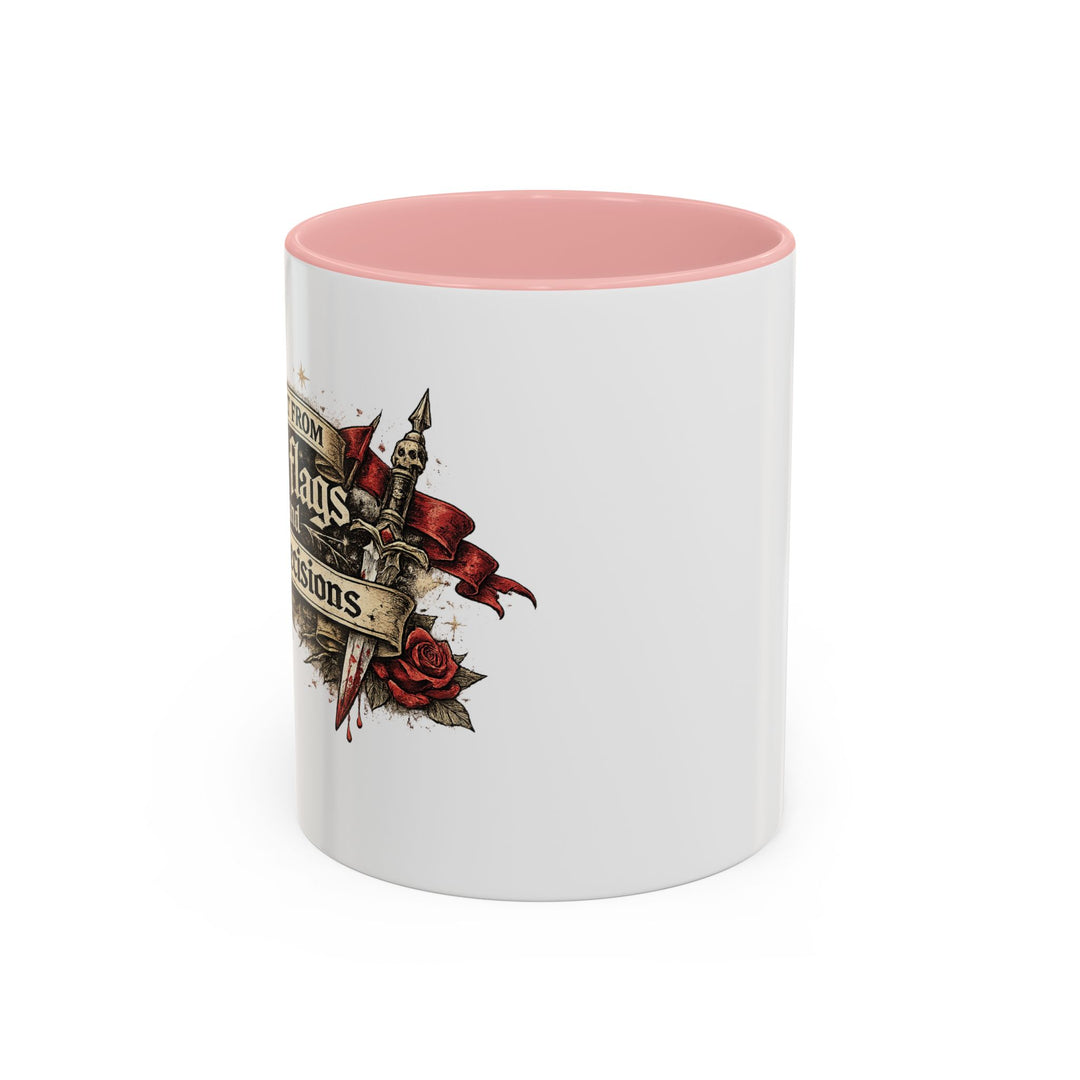 “Built From Red Flags & Bad Decisions” Accent Mug – Chaos Survivor Edition