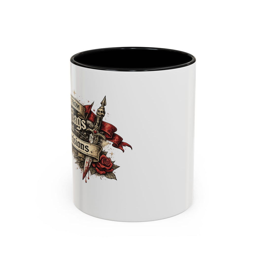 “Built From Red Flags & Bad Decisions” Accent Mug – Chaos Survivor Edition