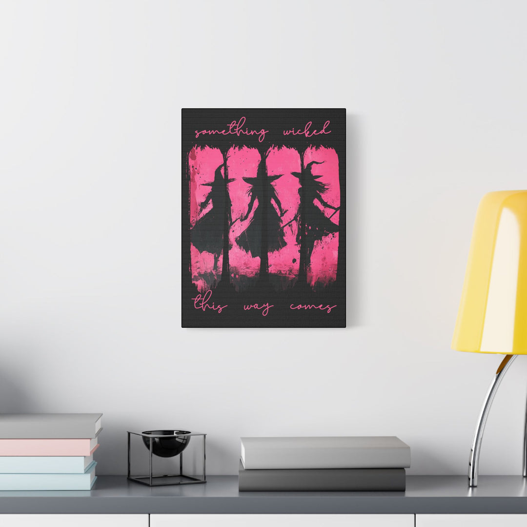 “Something Wicked” Witch Silhouette Canvas – Chaos in Hot Pink