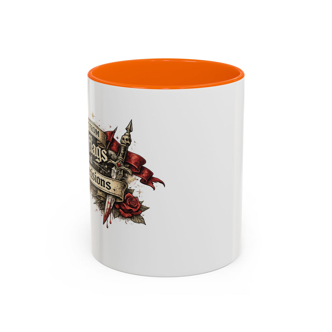 “Built From Red Flags & Bad Decisions” Accent Mug – Chaos Survivor Edition