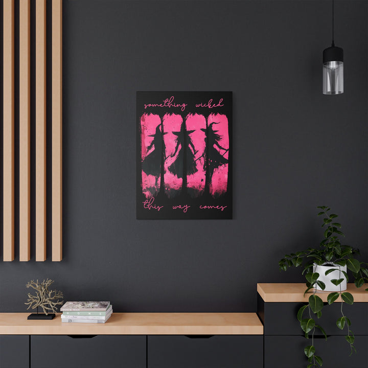 “Something Wicked” Witch Silhouette Canvas – Chaos in Hot Pink