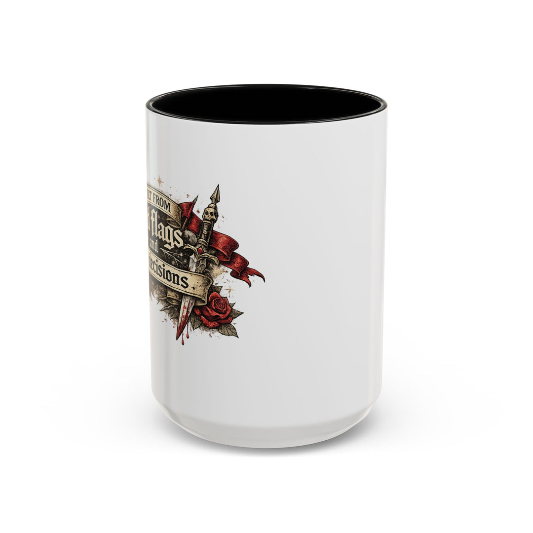 “Built From Red Flags & Bad Decisions” Accent Mug – Chaos Survivor Edition