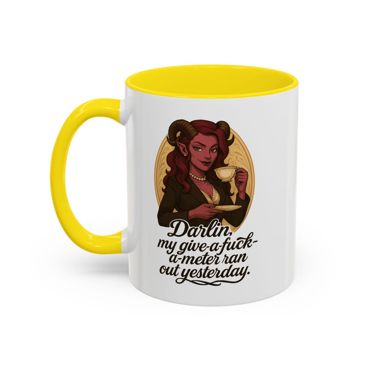 "Give-a-Fuck-o-Meter" Sass Mug – Out of Fucks, Full of Coffee
