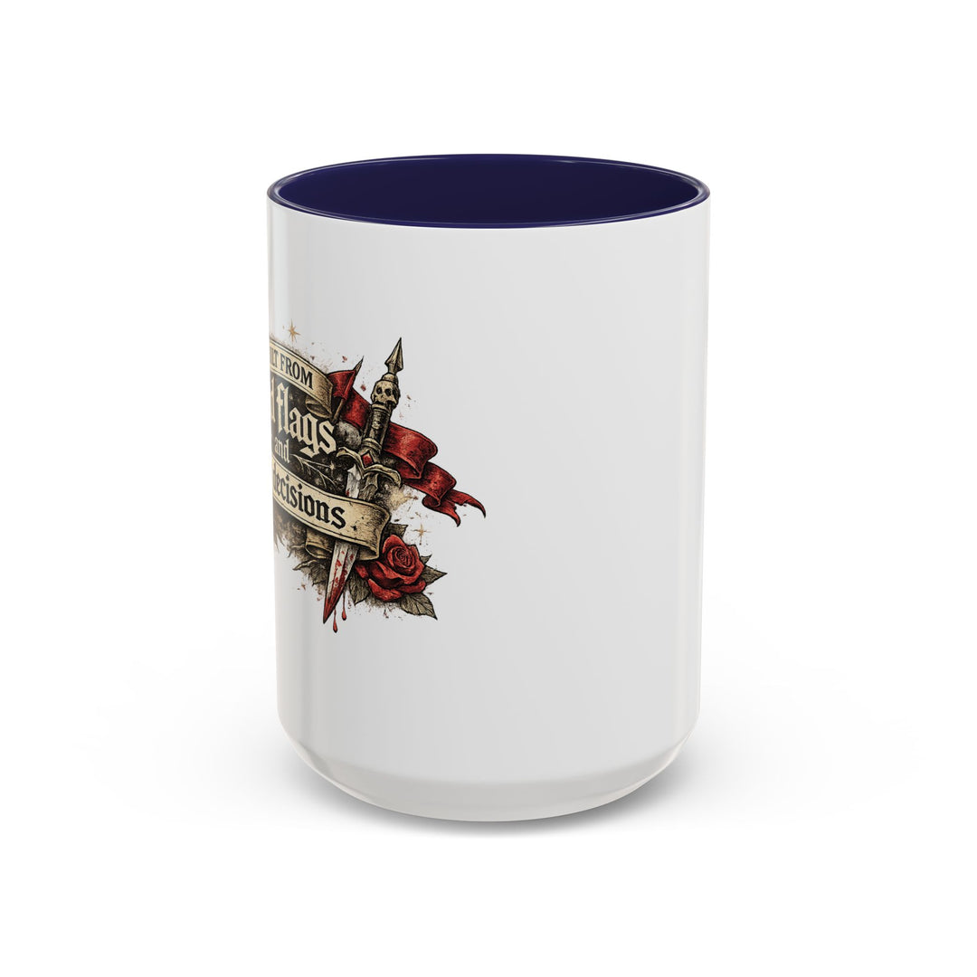 “Built From Red Flags & Bad Decisions” Accent Mug – Chaos Survivor Edition