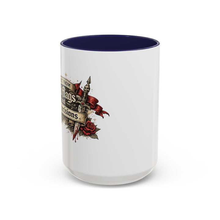 “Built From Red Flags & Bad Decisions” Accent Mug – Chaos Survivor Edition