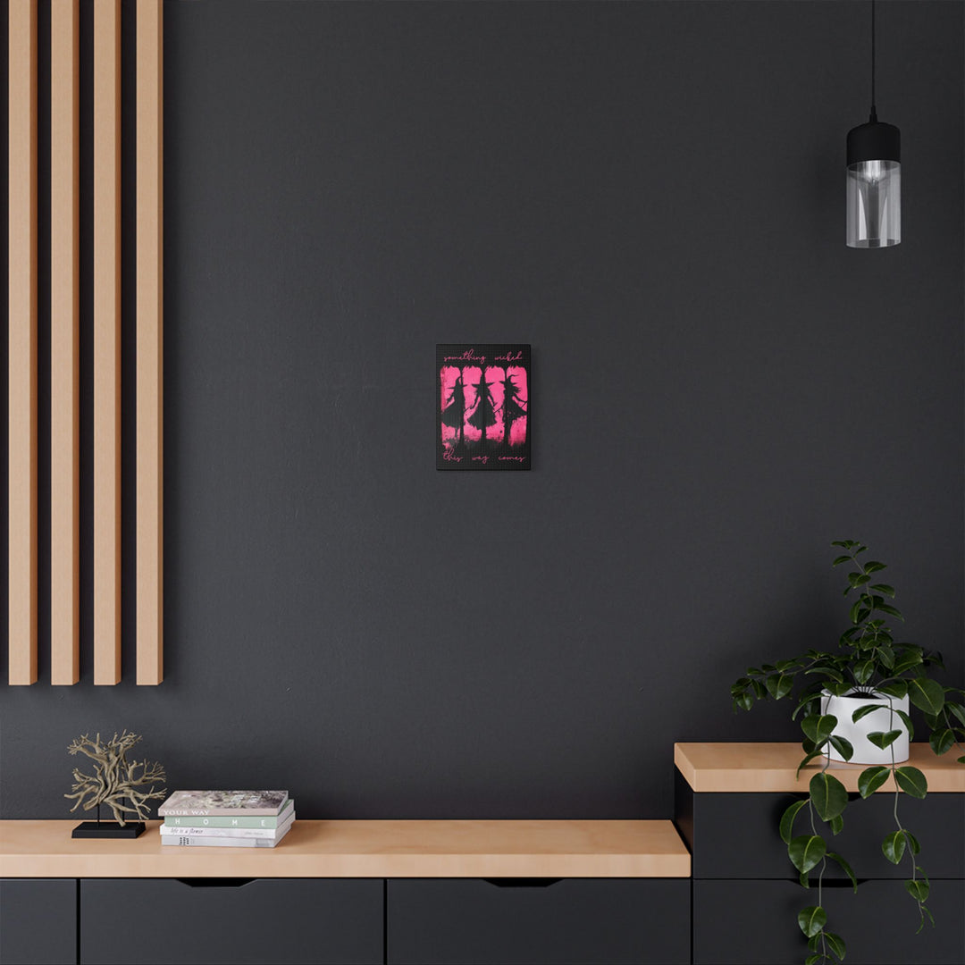“Something Wicked” Witch Silhouette Canvas – Chaos in Hot Pink