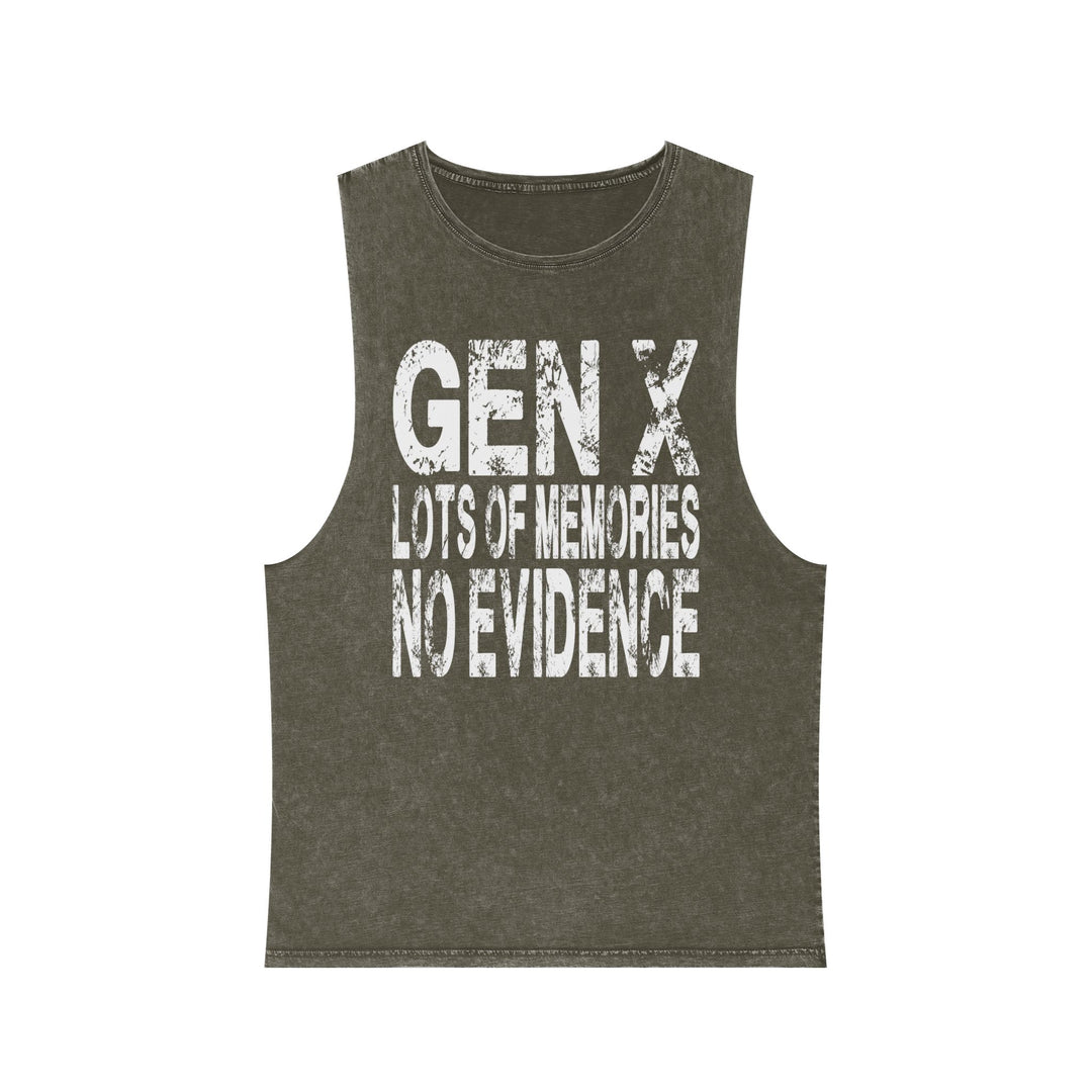 Gen X: Lots of Memories, No Evidence  Stonewash Tank Top, Vintage Unisex Summer Tee,