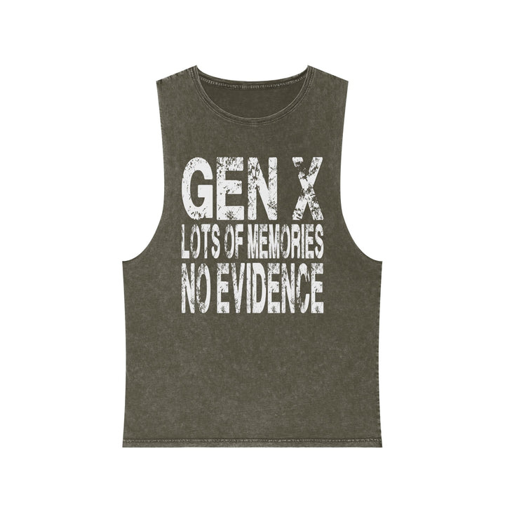 Gen X: Lots of Memories, No Evidence  Stonewash Tank Top, Vintage Unisex Summer Tee,