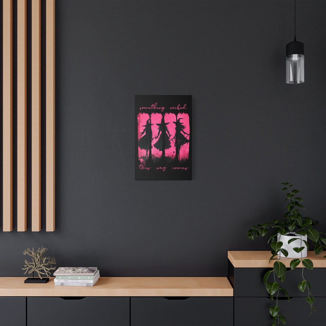 “Something Wicked” Witch Silhouette Canvas – Chaos in Hot Pink