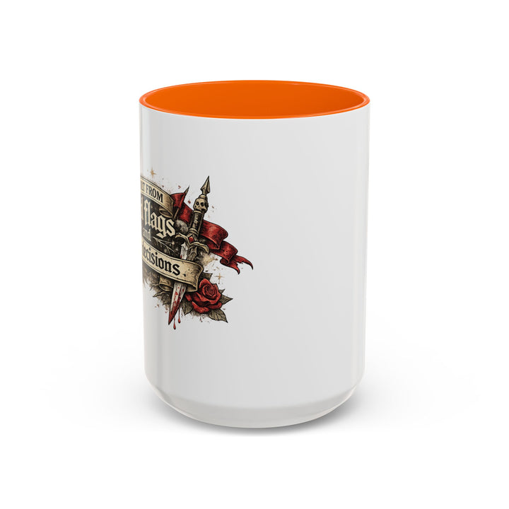 “Built From Red Flags & Bad Decisions” Accent Mug – Chaos Survivor Edition