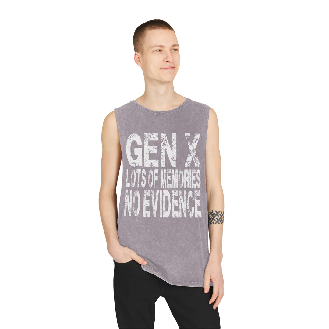 Gen X: Lots of Memories, No Evidence  Stonewash Tank Top, Vintage Unisex Summer Tee,