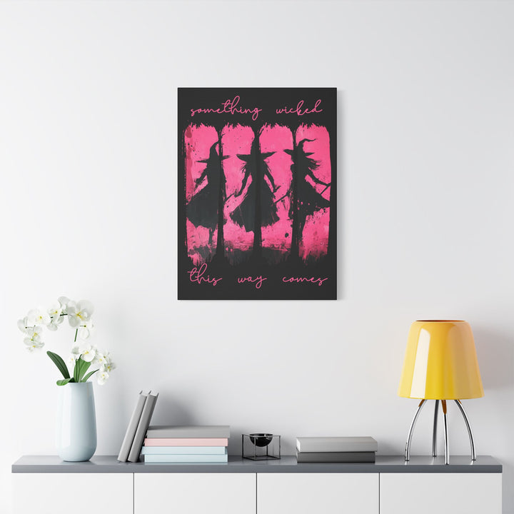 “Something Wicked” Witch Silhouette Canvas – Chaos in Hot Pink