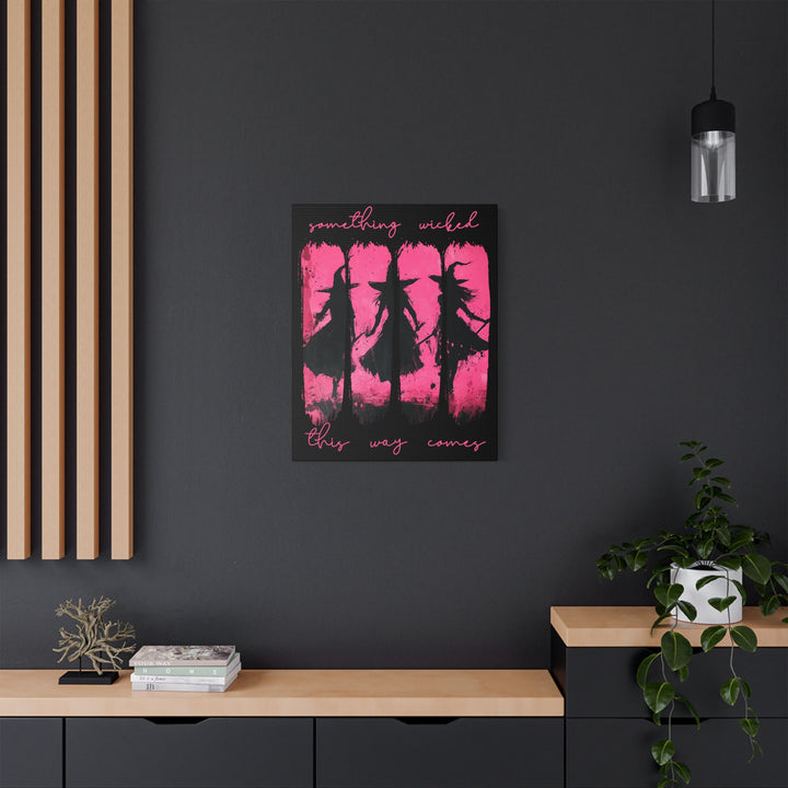“Something Wicked” Witch Silhouette Canvas – Chaos in Hot Pink