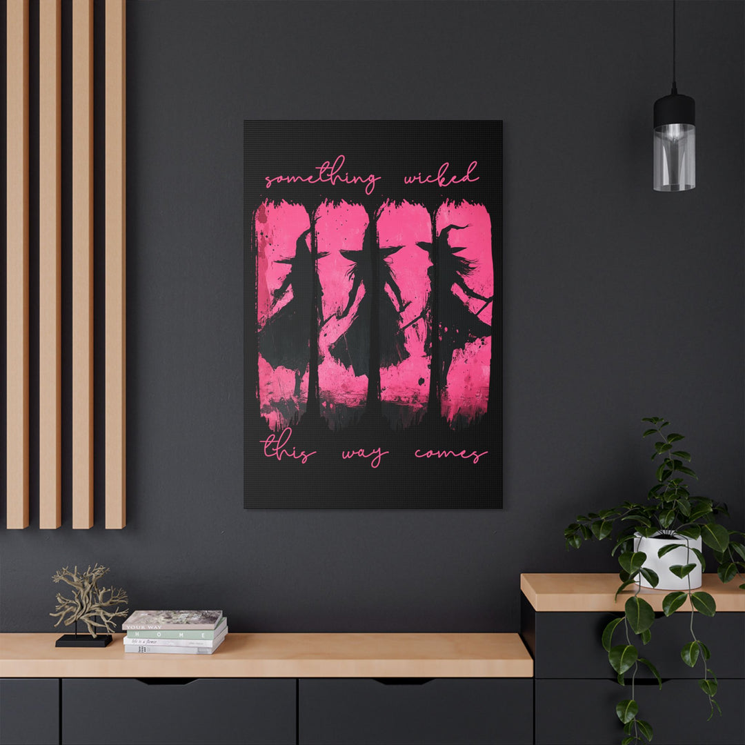 “Something Wicked” Witch Silhouette Canvas – Chaos in Hot Pink