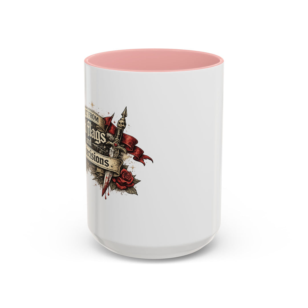 “Built From Red Flags & Bad Decisions” Accent Mug – Chaos Survivor Edition