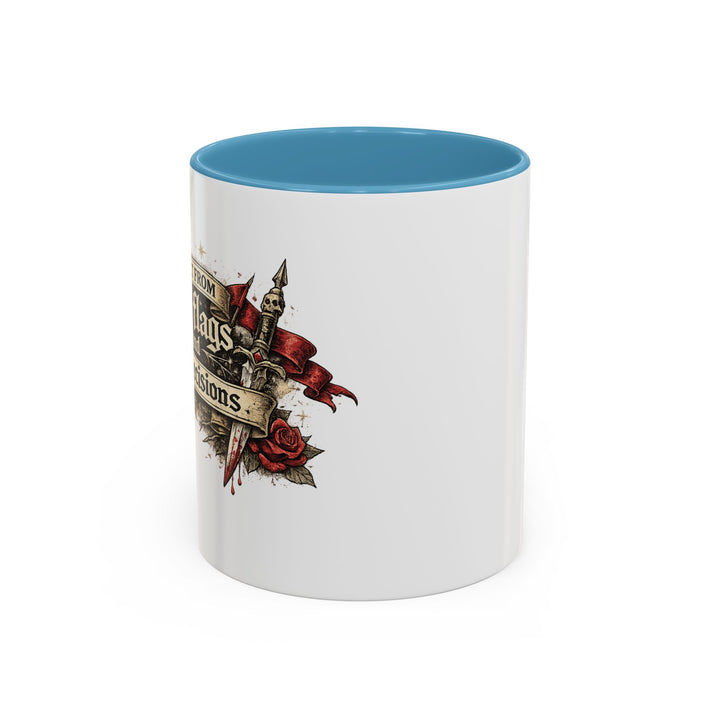 “Built From Red Flags & Bad Decisions” Accent Mug – Chaos Survivor Edition