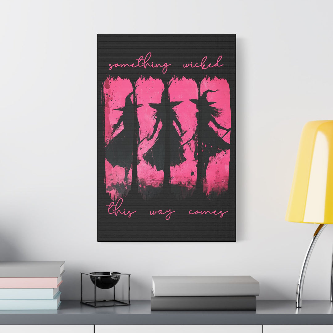 “Something Wicked” Witch Silhouette Canvas – Chaos in Hot Pink