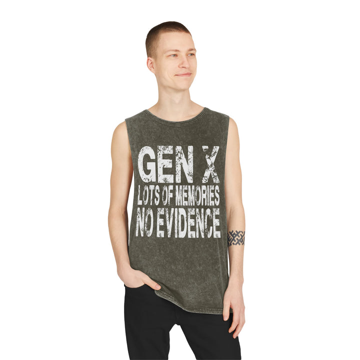 Gen X: Lots of Memories, No Evidence  Stonewash Tank Top, Vintage Unisex Summer Tee,