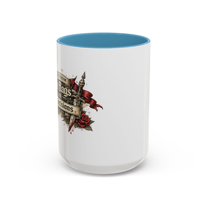 “Built From Red Flags & Bad Decisions” Accent Mug – Chaos Survivor Edition