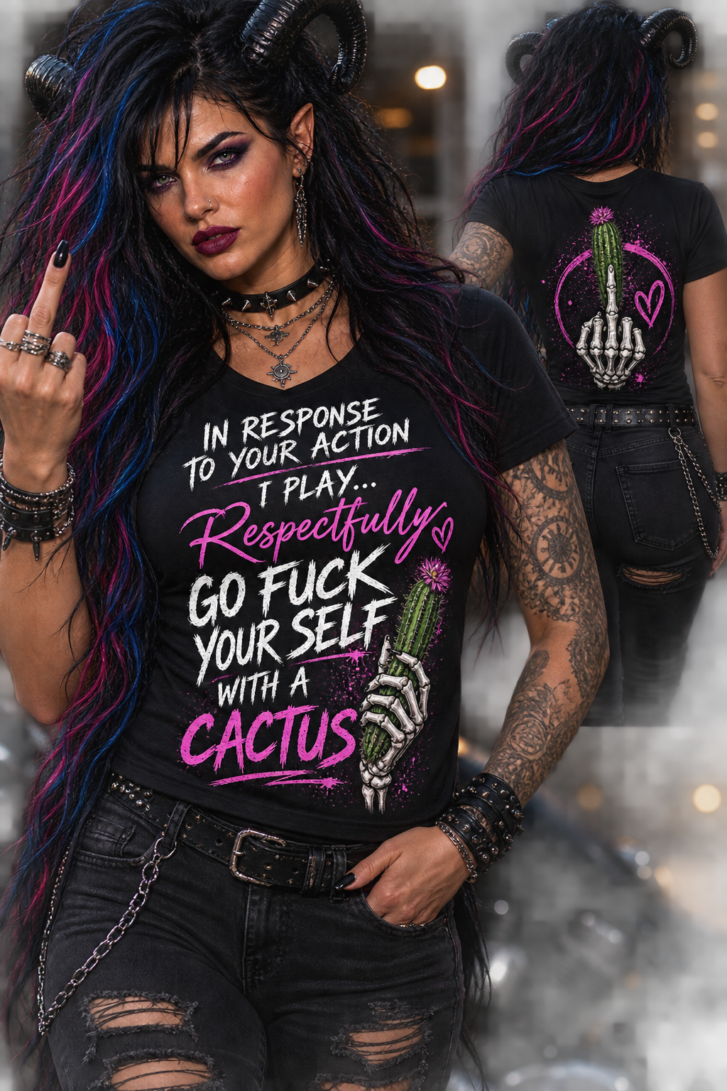 Cactus Middle Finger T-Shirt — "I Play Respectfully, Go F*** Yourself With a Cactus" Graphic Tee