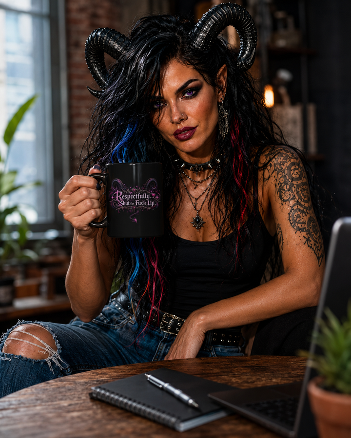 Respectfully… Shut the Fuck Up | Vixen Black Coffee Mug