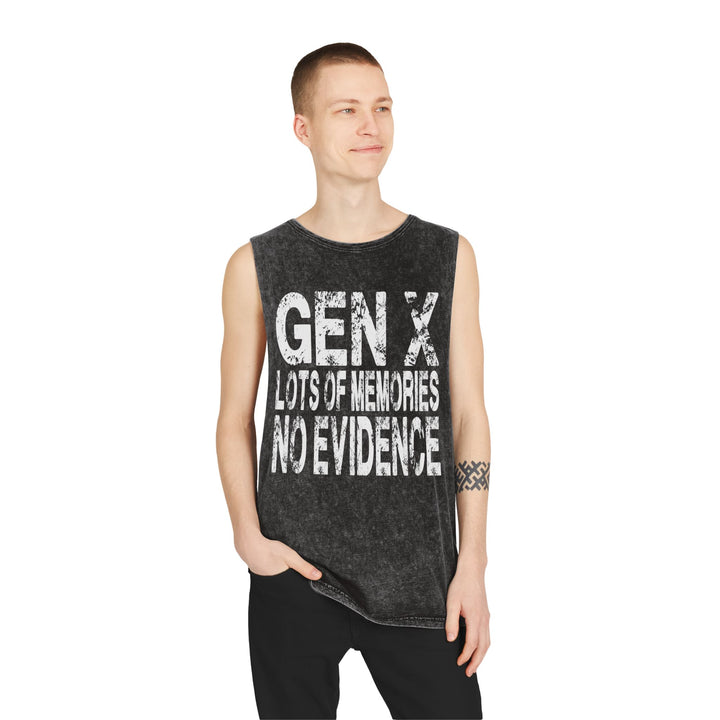 Gen X: Lots of Memories, No Evidence  Stonewash Tank Top, Vintage Unisex Summer Tee,