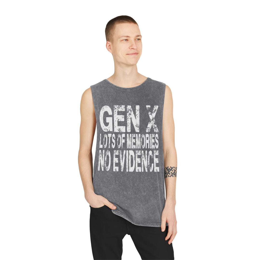 Gen X: Lots of Memories, No Evidence  Stonewash Tank Top, Vintage Unisex Summer Tee,
