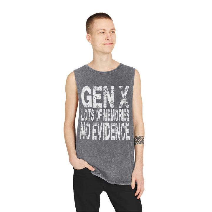 Gen X: Lots of Memories, No Evidence  Stonewash Tank Top, Vintage Unisex Summer Tee,