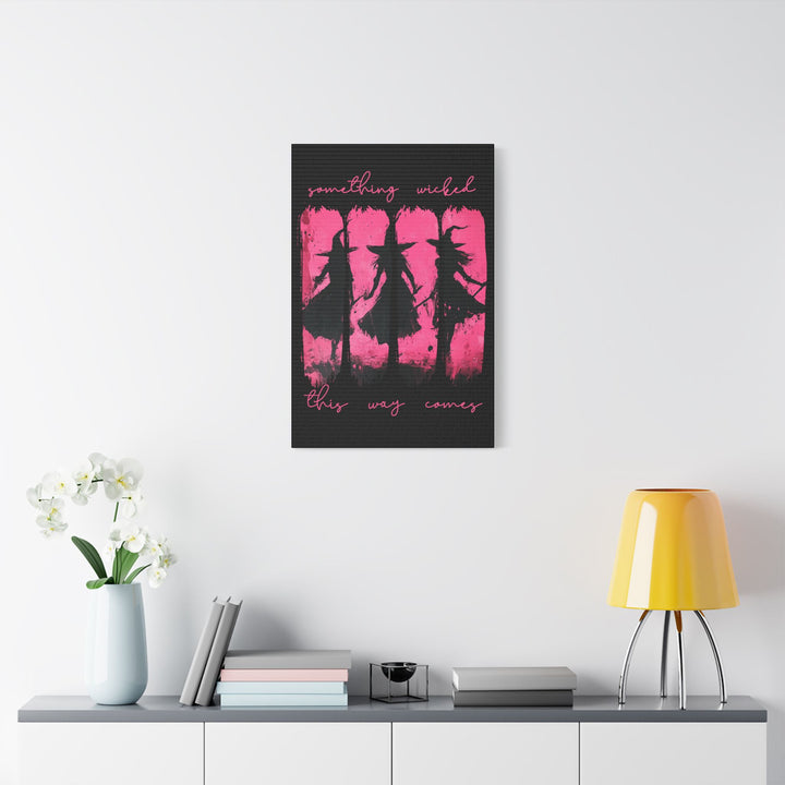 “Something Wicked” Witch Silhouette Canvas – Chaos in Hot Pink