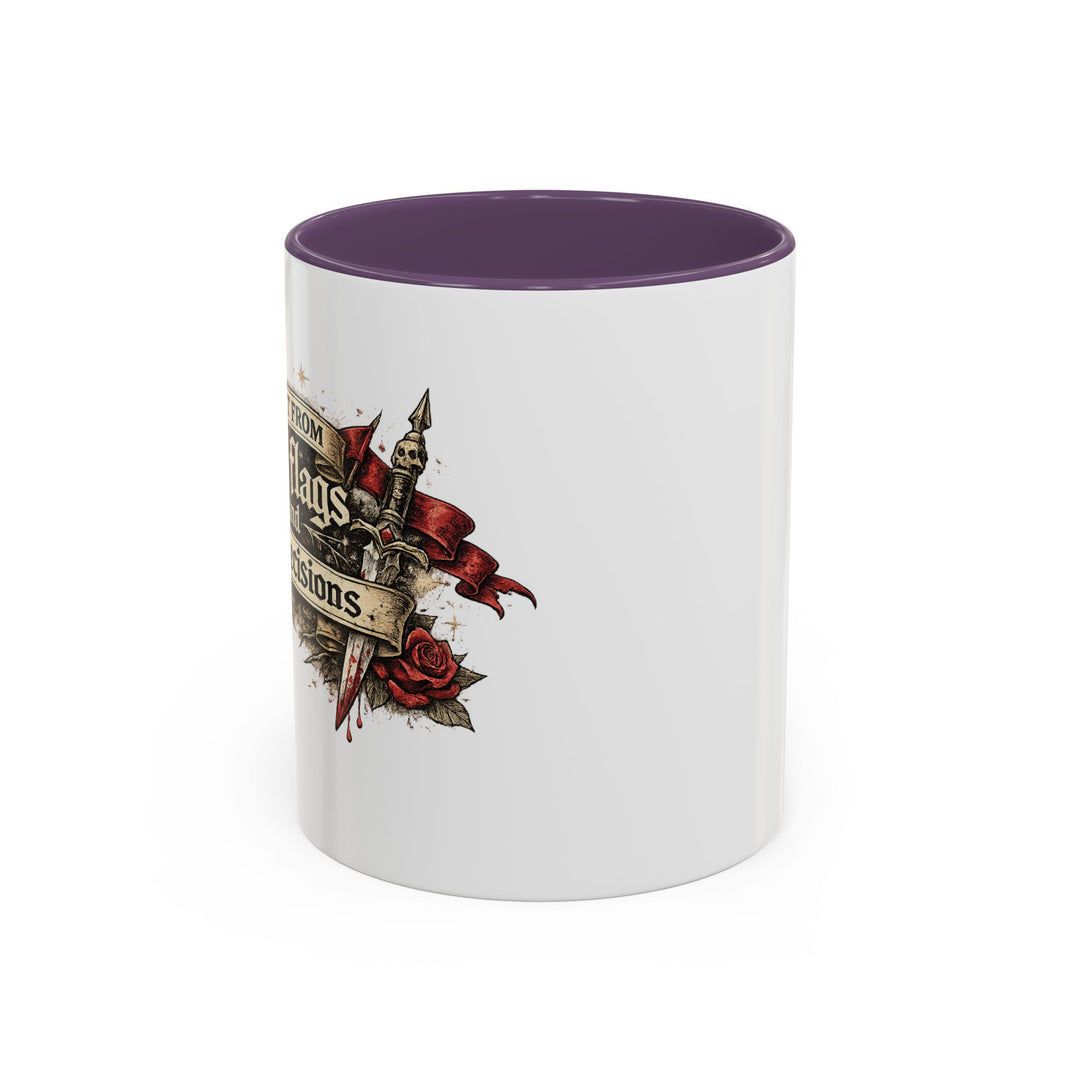 “Built From Red Flags & Bad Decisions” Accent Mug – Chaos Survivor Edition