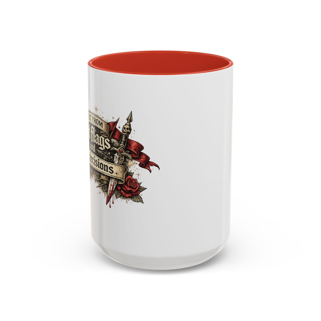 “Built From Red Flags & Bad Decisions” Accent Mug – Chaos Survivor Edition