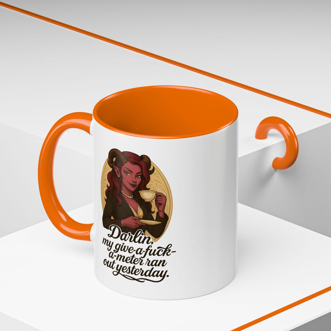 "Give-a-Fuck-o-Meter" Sass Mug – Out of Fucks, Full of Coffee