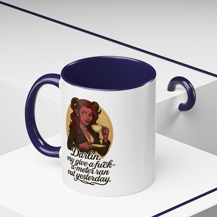 "Give-a-Fuck-o-Meter" Sass Mug – Out of Fucks, Full of Coffee