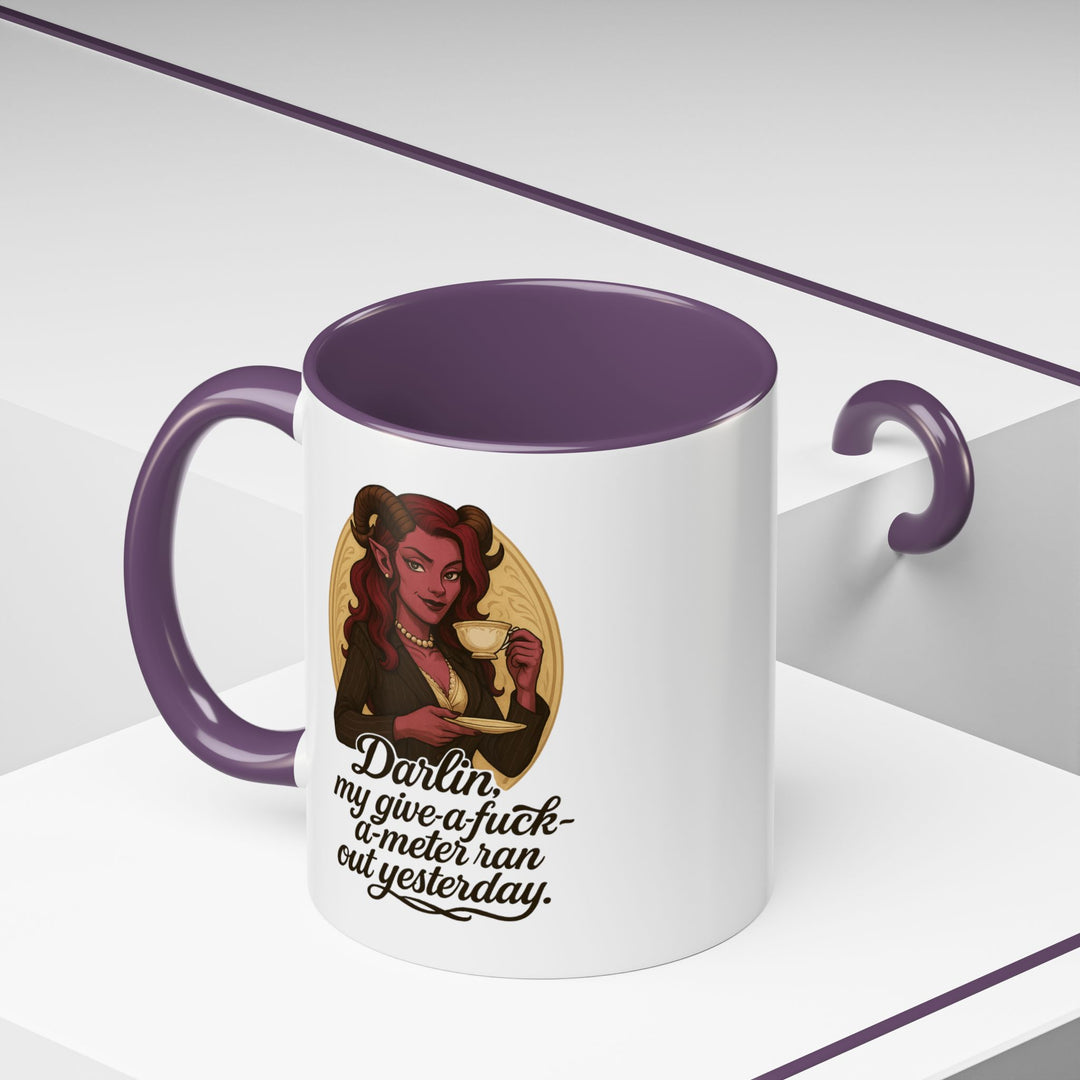 "Give-a-Fuck-o-Meter" Sass Mug – Out of Fucks, Full of Coffee