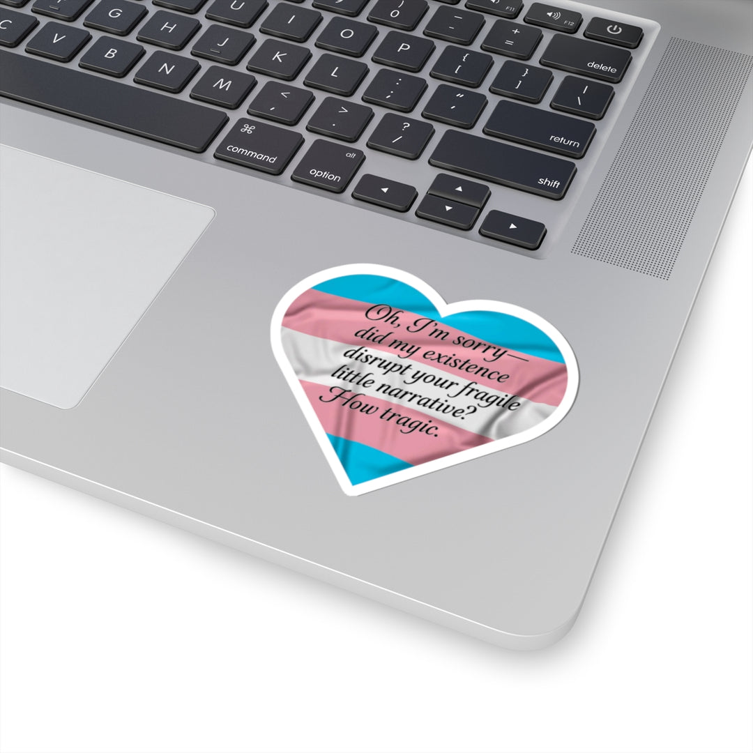 Sorry Not Sorry (Okay, Actually Just Sorry You’re Fragile) Trans Pride Heart Kiss-Cut Stickers,