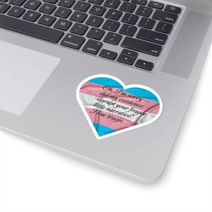 Sorry Not Sorry (Okay, Actually Just Sorry You’re Fragile) Trans Pride Heart Kiss-Cut Stickers,