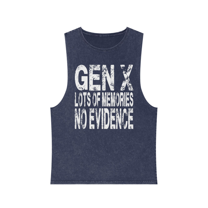 Gen X: Lots of Memories, No Evidence  Stonewash Tank Top, Vintage Unisex Summer Tee,
