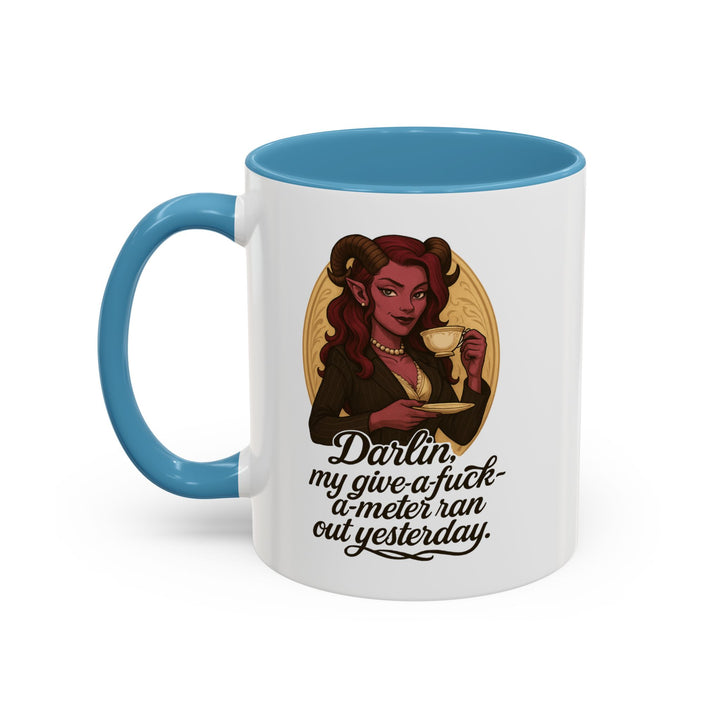 "Give-a-Fuck-o-Meter" Sass Mug – Out of Fucks, Full of Coffee