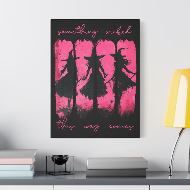 “Something Wicked” Witch Silhouette Canvas – Chaos in Hot Pink