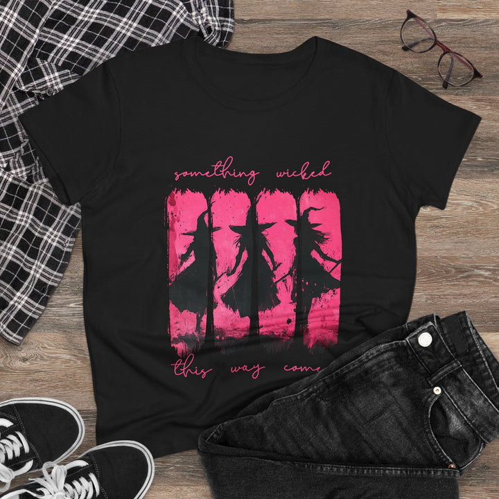 “Something Wicked” – Witches Walk in Hot Pink Tee Graphic T-shirt
