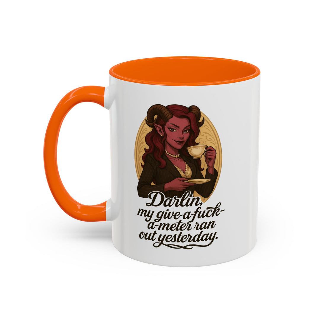 "Give-a-Fuck-o-Meter" Sass Mug – Out of Fucks, Full of Coffee
