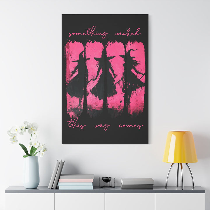 “Something Wicked” Witch Silhouette Canvas – Chaos in Hot Pink