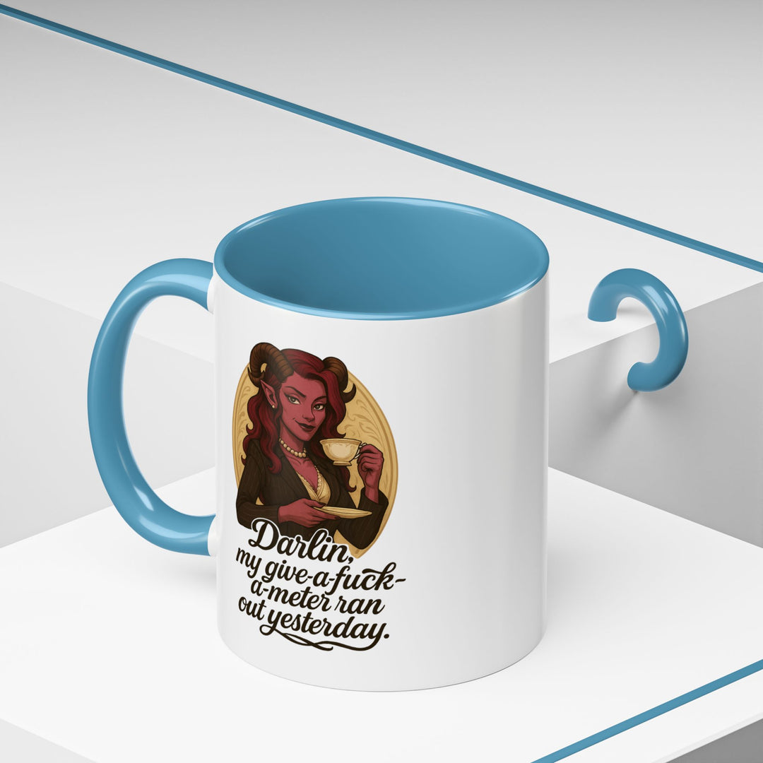 "Give-a-Fuck-o-Meter" Sass Mug – Out of Fucks, Full of Coffee