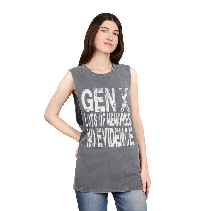 Gen X: Lots of Memories, No Evidence  Stonewash Tank Top, Vintage Unisex Summer Tee,