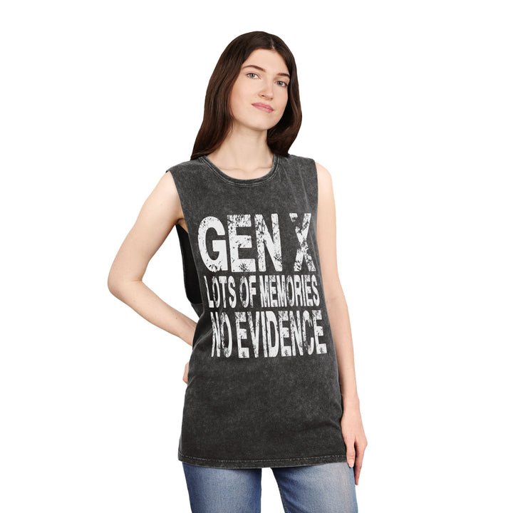 Gen X: Lots of Memories, No Evidence  Stonewash Tank Top, Vintage Unisex Summer Tee,