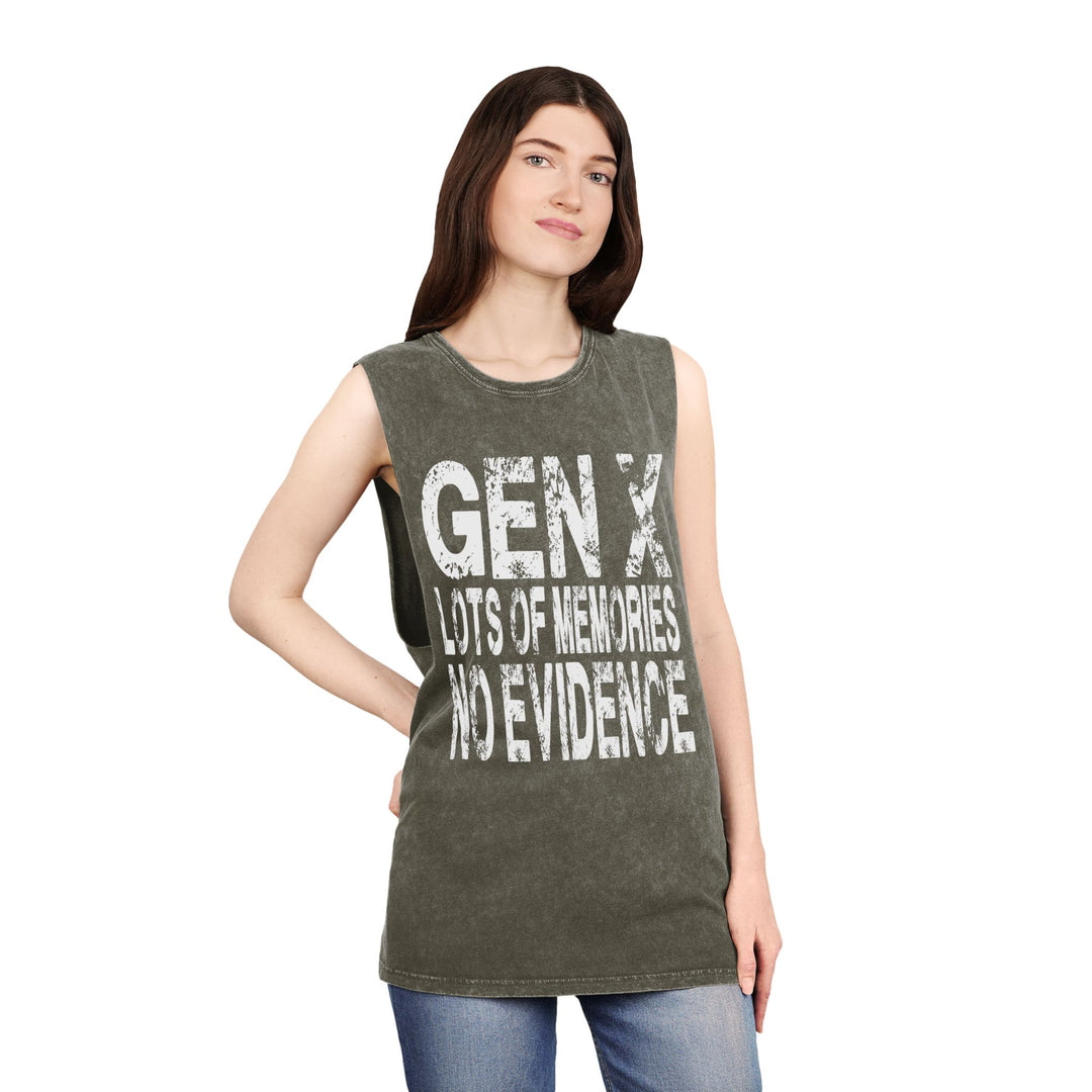 Gen X: Lots of Memories, No Evidence  Stonewash Tank Top, Vintage Unisex Summer Tee,